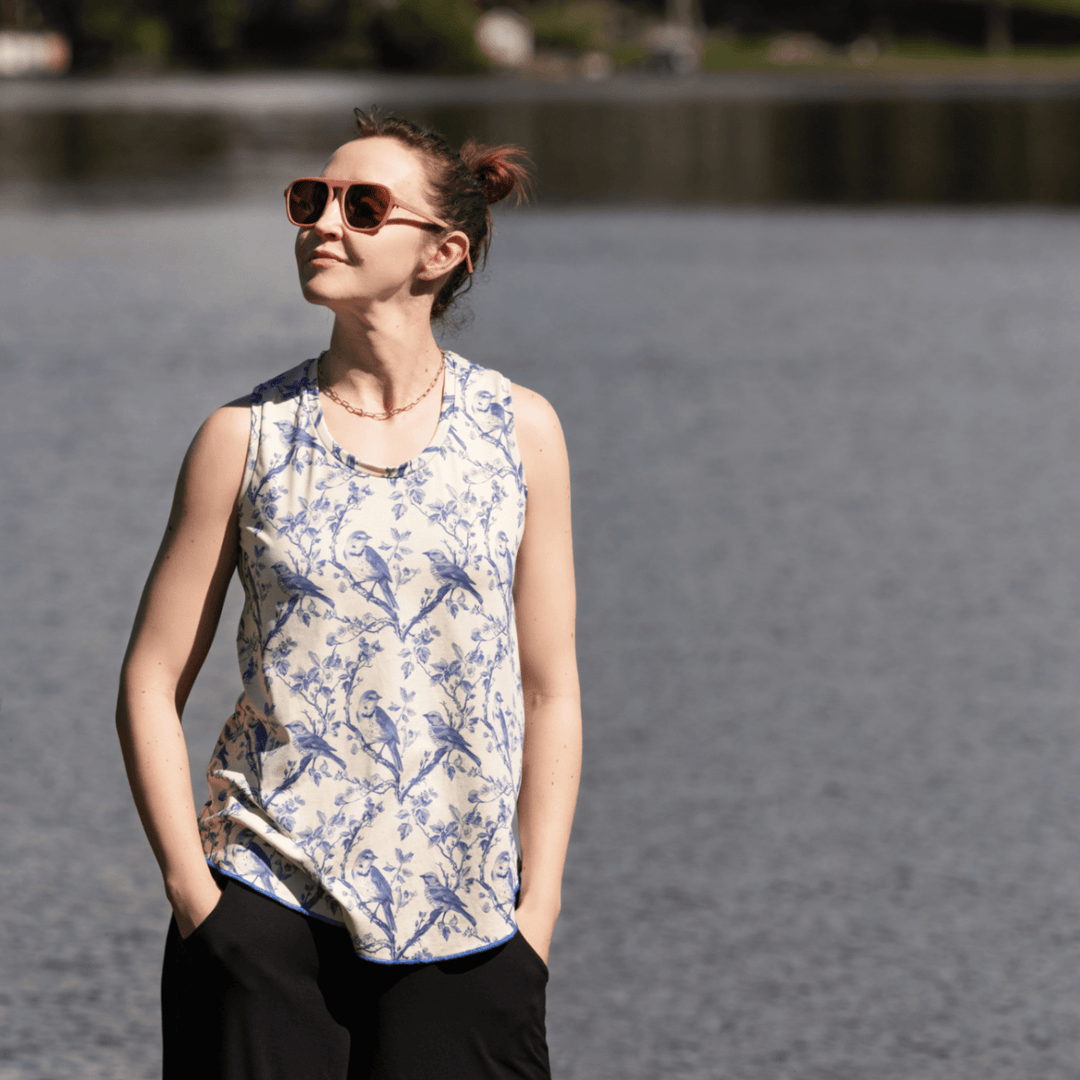 Limited Edition Tank Top - Blue Bird Toile