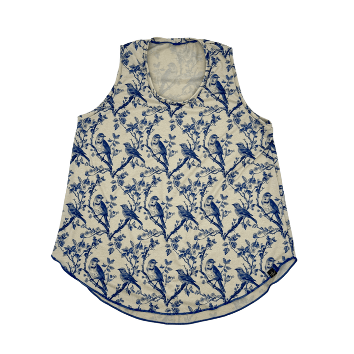 Limited Edition Tank Top - Blue Bird Toile
