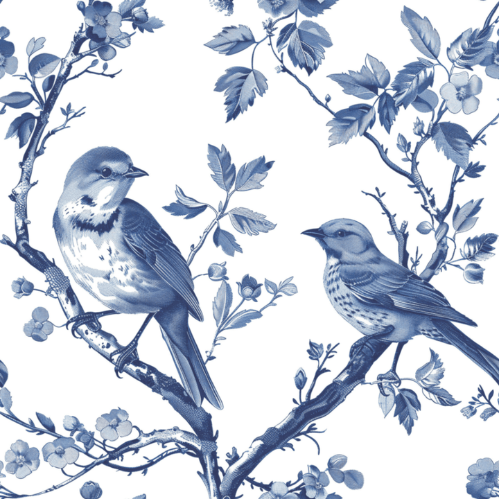 Limited Edition Sun Tee - Blue Bird Toile