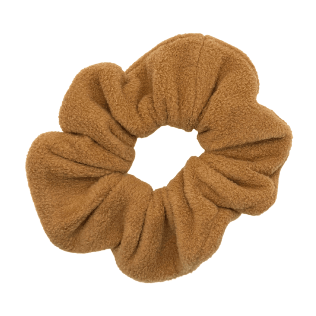 Chipmunk tan scrunchie on a white background