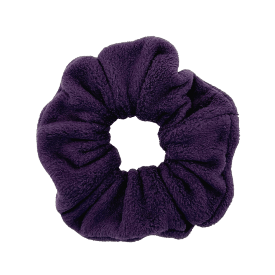 Huckleberry purple scrunchie on a white background