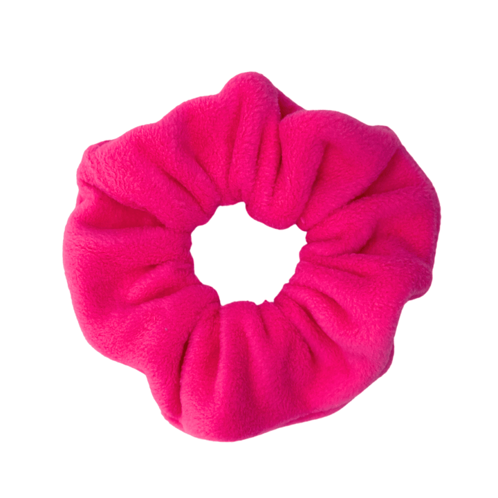 Hot Pink scrunchie on a white background