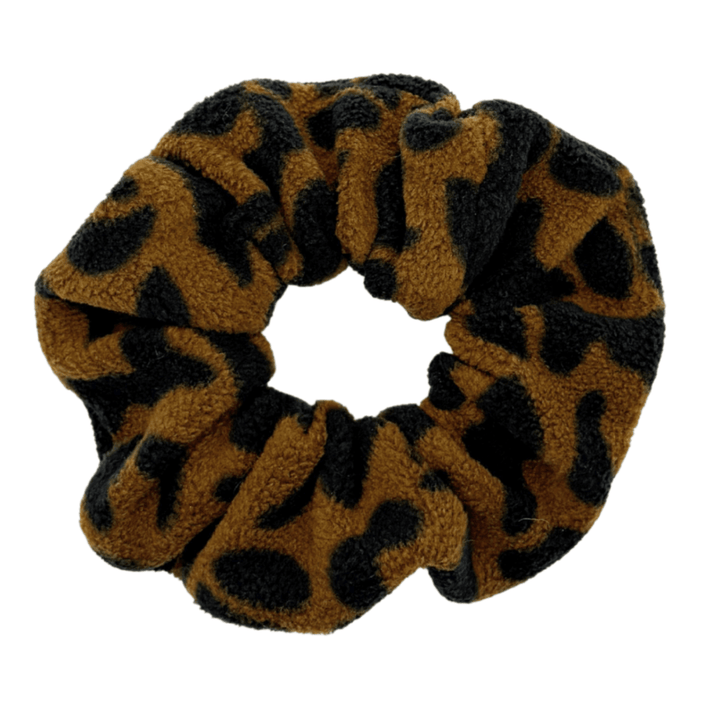 Leopard scrunchie on a white background