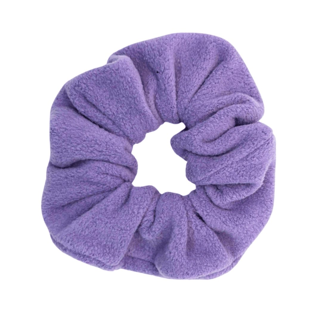 Lavender scrunchie on a white background