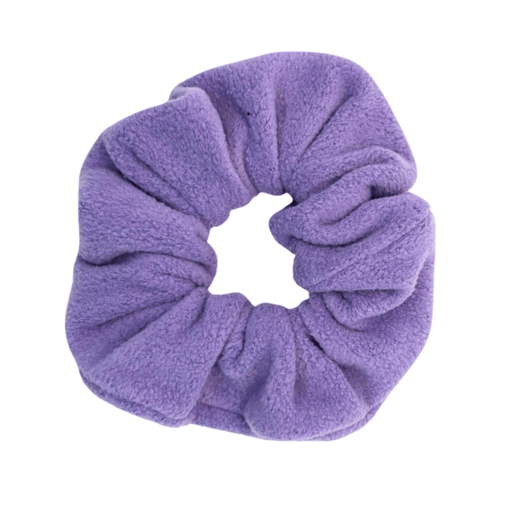 Lavender scrunchie on a white background