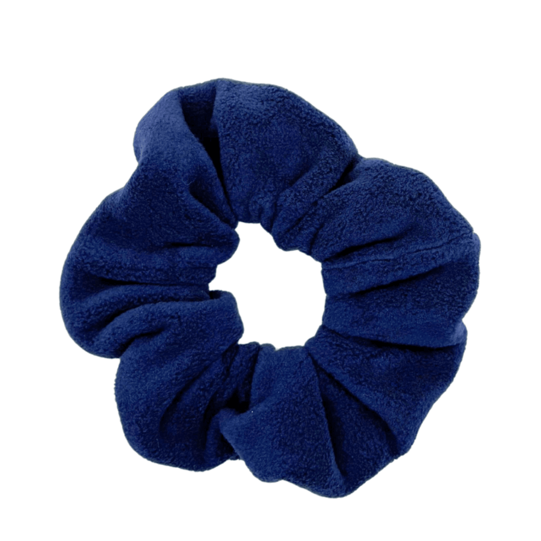 Navy scrunchie on a white background