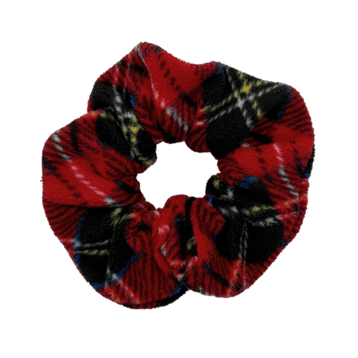 Red Plaid scrunchie on a white background