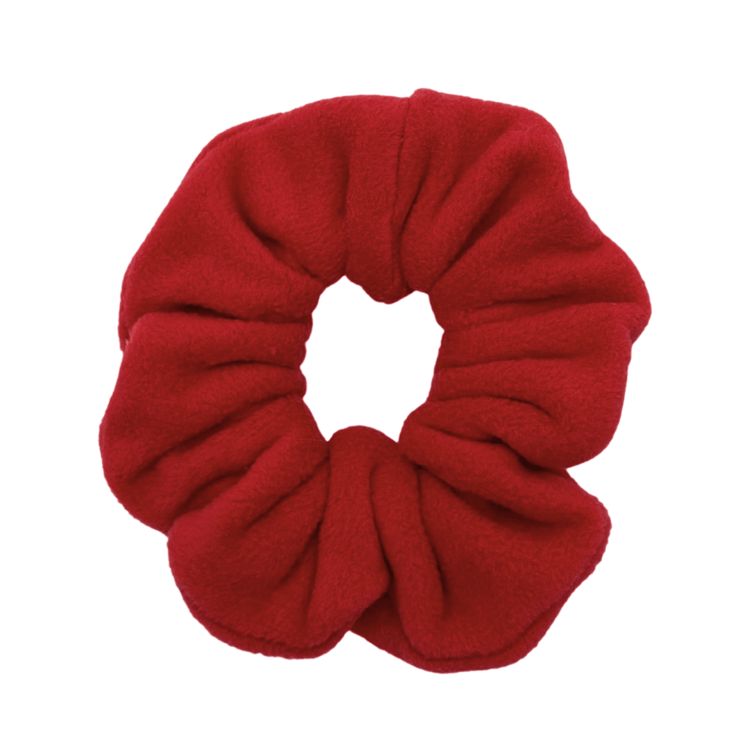 Red scrunchie on a white background