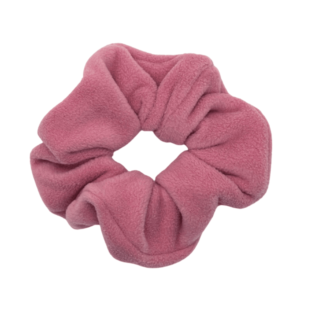 Rose pink scrunchie on a white background