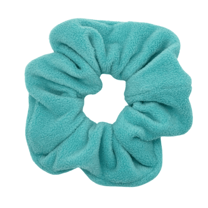 Turquoise scrunchie on a white background
